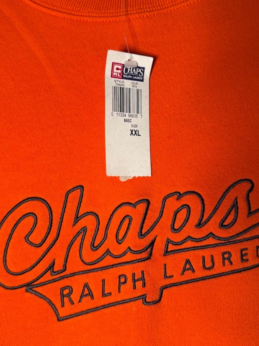 New Ralph Lauren Chaps Orange Embroidered Sweatshirt Preppy - Picture 3 of 5